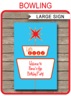 Bowling Party Sign – 11×17 inch & A3 – red/blue