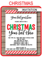 Christmas Party Invitations template - Printable Christmas Party Invites - editable DIY template - Any occasion - INSTANT DOWNLOAD via simonemadeit.com