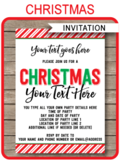 Christmas Party Invitations template - Printable Christmas Party Invites - editable DIY template - Any occasion - INSTANT DOWNLOAD via simonemadeit.com