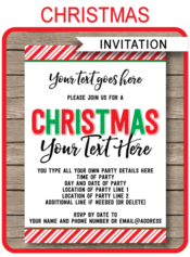 Christmas Party Invitations template - Printable Christmas Party Invites - editable DIY template - Any occasion - INSTANT DOWNLOAD via simonemadeit.com