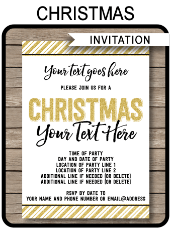 Printable Gold Christmas Party Invitations | Christmas ... - 340 x 460 png 54kB