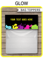 Neon Glow Party Favor Bag Toppers template