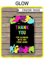 Neon Glow Party Favor Tags template