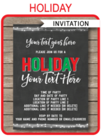 Printable Holiday Party Invitations | Holiday Party Invites | Chalkboard | Editable Template | INSTANT DOWNLOAD via simonemadeit.com