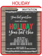 Holiday Party Invitations Template – chalkboard