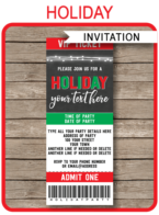 Printable Holiday Party Ticket Invitations | Holiday Party Invites | Chalkboard | Editable Template | INSTANT DOWNLOAD via simonemadeit.com