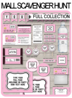 Mall Scavenger Hunt Invitations & Decorations – pink