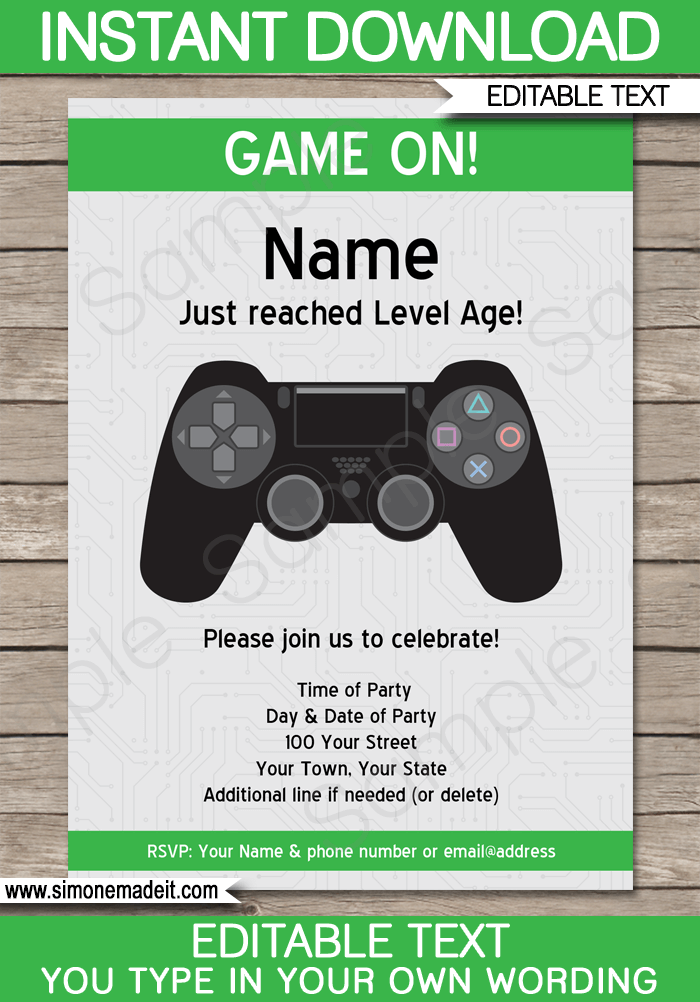Printable Playstation Party Invitations Template | Video Game Theme Birthday Party | Editable DIY Template | INSTANT DOWNLOAD $7.50 via simonemadeit.com
