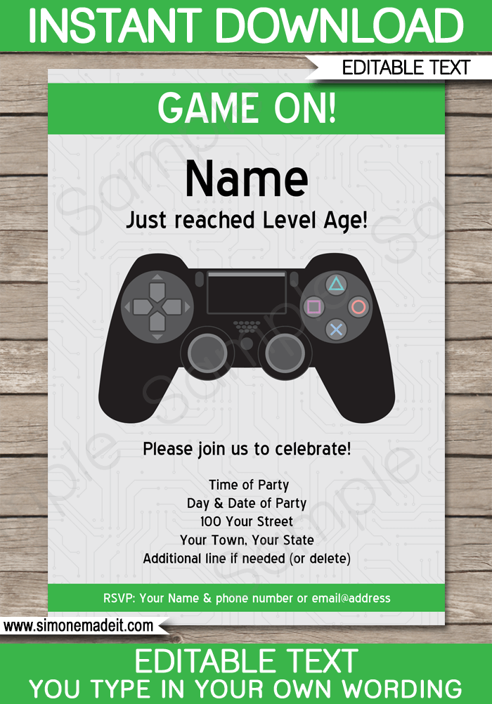 Video Game Birthday Party Invitations Printable Birthday
