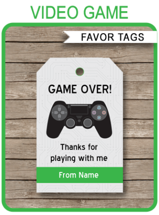 tags playstation favor printable game template labels birthday simonemadeit theme gamer xbox invitations templates themed