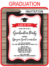 Graduation Party Invitations Template | Editable & Printable DIY Template | INSTANT DOWNLOAD $7.50 via simonemadeit.com | Lots of school Colors | Grad Party Invite | Graduation Announcement