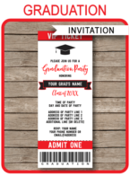 Graduation Party Ticket Invitations Template - Editable & Printable templates - Grad Party Invites - Graduation Announcements - for any Year - Instant Download via www.simonemadeit.com