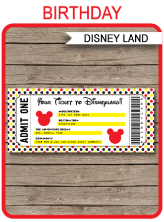 Printable Disney Tickets For Gift : Ticket Tickets Measurements 1238 Throughout Letters