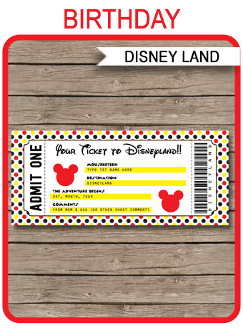 Printable Ticket to Disneyland | Surprise Trip to Disneyland | Birthday