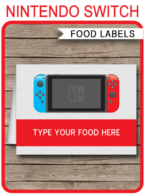 Nintendo Switch Party Food Labels | Food Buffet Tags | Place Cards | Video Game Theme Birthday Party | Editable DIY Template | Instant Download via SIMONEmadeit.com