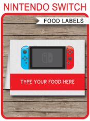Nintendo Switch Party Food Labels | Food Buffet Tags | Place Cards | Video Game Theme Birthday Party | Editable DIY Template | Instant Download via SIMONEmadeit.com