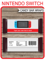 Nintendo Switch Theme Candy Bar Wrappers template