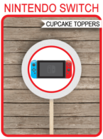 Nintendo Switch Cupcake Toppers Template