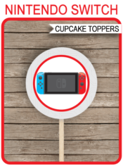 Printable Nintendo Switch Cupcake Toppers | Video Game Theme | 2 inch | Gift Tags | DIY Editable & Printable Template | INSTANT DOWNLOAD via simonemadeit.com