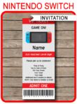 Nintendo Switch Party Ticket Invitation Template | Video Game Birthday Party | Gamer Theme | Editable & Printable DIY Template | INSTANT DOWNLOAD $7.50 via simonemadeit.com