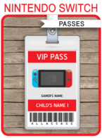 Printable Nintendo Switch Party VIP Passes | Video Game Birthday Party | Gamer Theme | Printable Template with editable text | INSTANT DOWNLOAD via simonemadeit.com