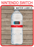 Nintendo Switch Water Bottle Labels template