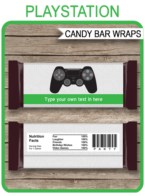Printable Playstation Party Candy Bar Wrappers | Birthday Party Favors | Playstation | Personalized Candy Bars | Editable Template | INSTANT DOWNLOAD $3.00 via simonemadeit.com
