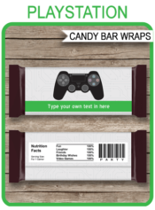 Printable Playstation Party Candy Bar Wrappers | Birthday Party Favors | Playstation | Personalized Candy Bars | Editable Template | INSTANT DOWNLOAD $3.00 via simonemadeit.com