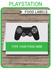Playstation Party Food Labels | Playstation controller | Food Buffet Tags | Place Cards | Video Game Theme Birthday Party | Editable DIY Template | Instant Download via SIMONEmadeit.com