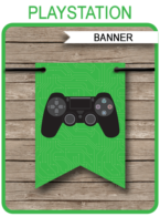 Playstation Party Pennant Banner template – green