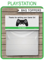Playstation Party Favor Bag Toppers template – green