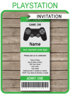 Printable Playstation Party Ticket Invitation Template | Playstation Birthday Party | Gamer Theme | Editable DIY Template | INSTANT DOWNLOAD $7.50 via simonemadeit.com