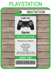 Printable Playstation Party Ticket Invitation Template | Playstation Birthday Party | Gamer Theme | Editable DIY Template | INSTANT DOWNLOAD $7.50 via simonemadeit.com