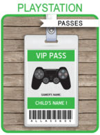 Playstation Party VIP Passes template – green