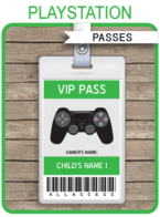 Printable Playstation Party VIP Passes | Playstation Birthday Party | Gamer Theme | Printable Template with editable text | INSTANT DOWNLOAD via simonemadeit.com