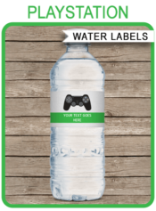 Printable Playstation Party Water Bottle Labels | Video Game Theme Birthday Party Template | Black Playstation Controller | Gamer | Napkin Wraps | Treat Wraps | DIY Editable Template | INSTANT DOWNLOAD via simonemadeit.com