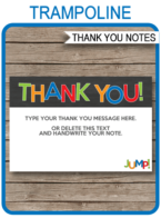 Trampoline Party Thank You Cards template – boys