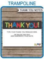 Trampoline Party Thank You Cards template – boys