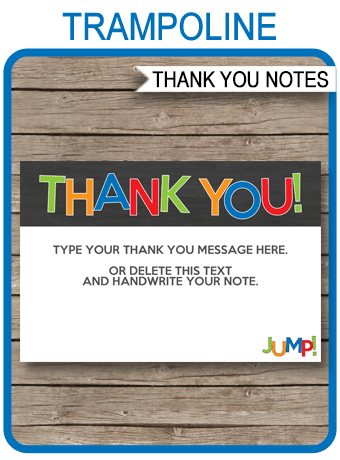 Cute Trampoline Party Thank You Cards