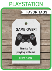 Printable Playstation Party Favor Tags | Thank You Tags | Playstation | Gamer Theme Birthday Party Favor | Editable DIY Template | via SIMONEmadeit.com