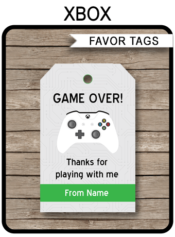 Printable Xbox Party Favor Tags | Thank You Tags | Video Game Theme Birthday Party Favor | Editable DIY Template | via SIMONEmadeit.com