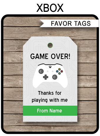 Xbox Party Favor Tags Thank You Tags Video Game Birthday