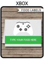 Xbox Party Food Labels template