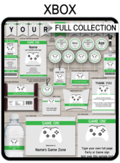 Xbox Party Printables, Invitations & Decorations - Video Game Theme Birthday Party - White Xbox Controller - Gamer - Editable & Printable templates - INSTANT DOWNLOAD via simonemadeit.com