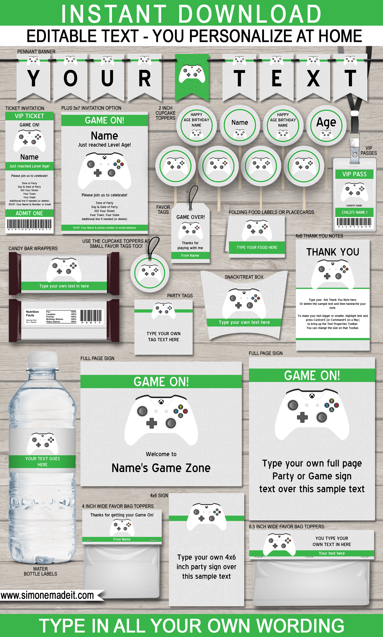 Xbox Party Printables, Invitations & Decorations | Video Game Party