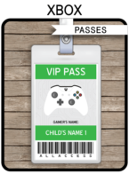 Xbox Party VIP Passes template