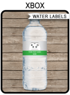 Xbox Party Water Bottle Labels template