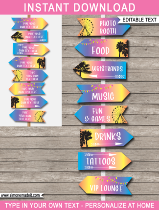 Printable Coachella Party Signs Direction Arrows Party Decorations Printable Coachella Party Signs Direction Arrows Party Decorations