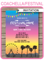 Printable Coachella Party Invitations Template | Coachella Inspired Invite | Kidchella, Fauxchella, Music Festival, Fete, Gala, Fair, Carnival | Editable & Printable Template | Instant Download via simonemadeit.com