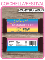 Printable Coachella Hershey Candy Bar Wrappers | Coachella Inspired Birthday Party Favors | Personalized Hershey Candy Bars | Editable Template | INSTANT DOWNLOAD via simonemadeit.com